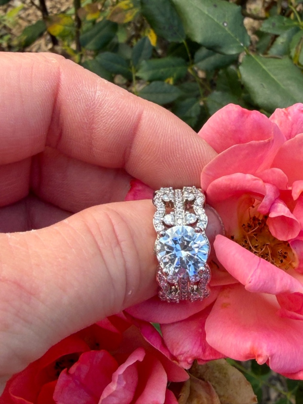 Elegant moissanite  Statement Ring size 7